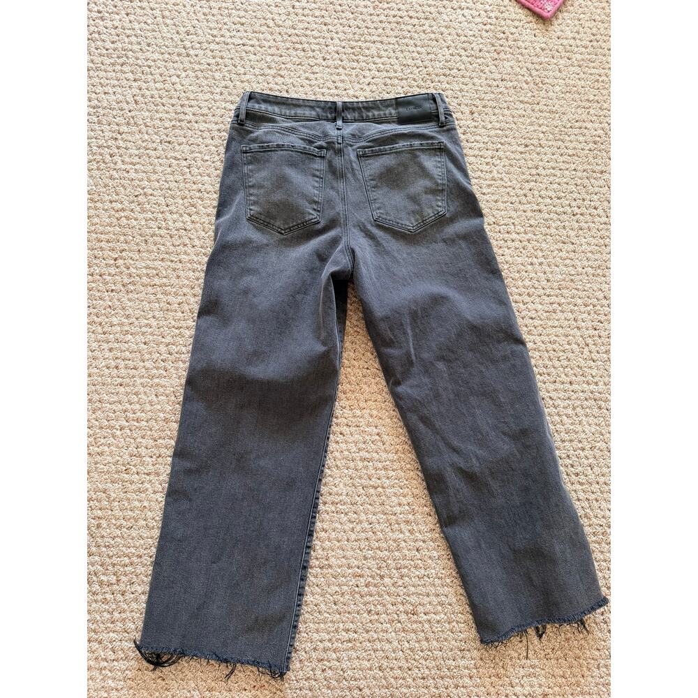 Express High Rise Wide Leg Jeans 14R Black Wash Raw Hem - Picture 4 of 5